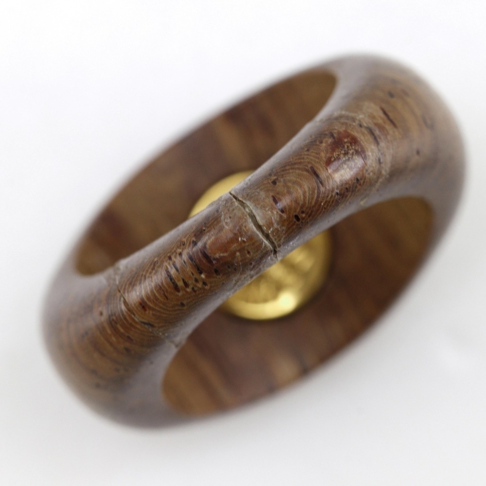 Hermes HERMES Sellier Ring, Size 13, Wood x Gold Plated, Brown, Approx. 5.4g,... - Picture 3 of 6